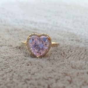 Original gold cake pink heart size 7 ring